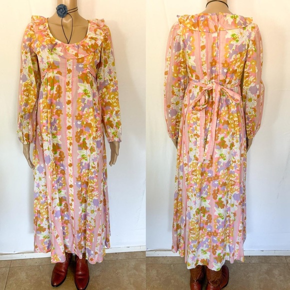 Vintage 1970s floral maxi dress size small - Picture 3 of 8